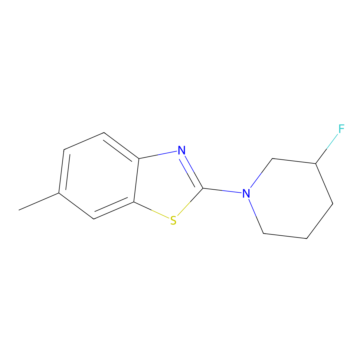 2-(3-Fluoropiperidin-1-yl)-6-methyl-1,3-benzothiazole molecular structure, CAS 3054551-46-8