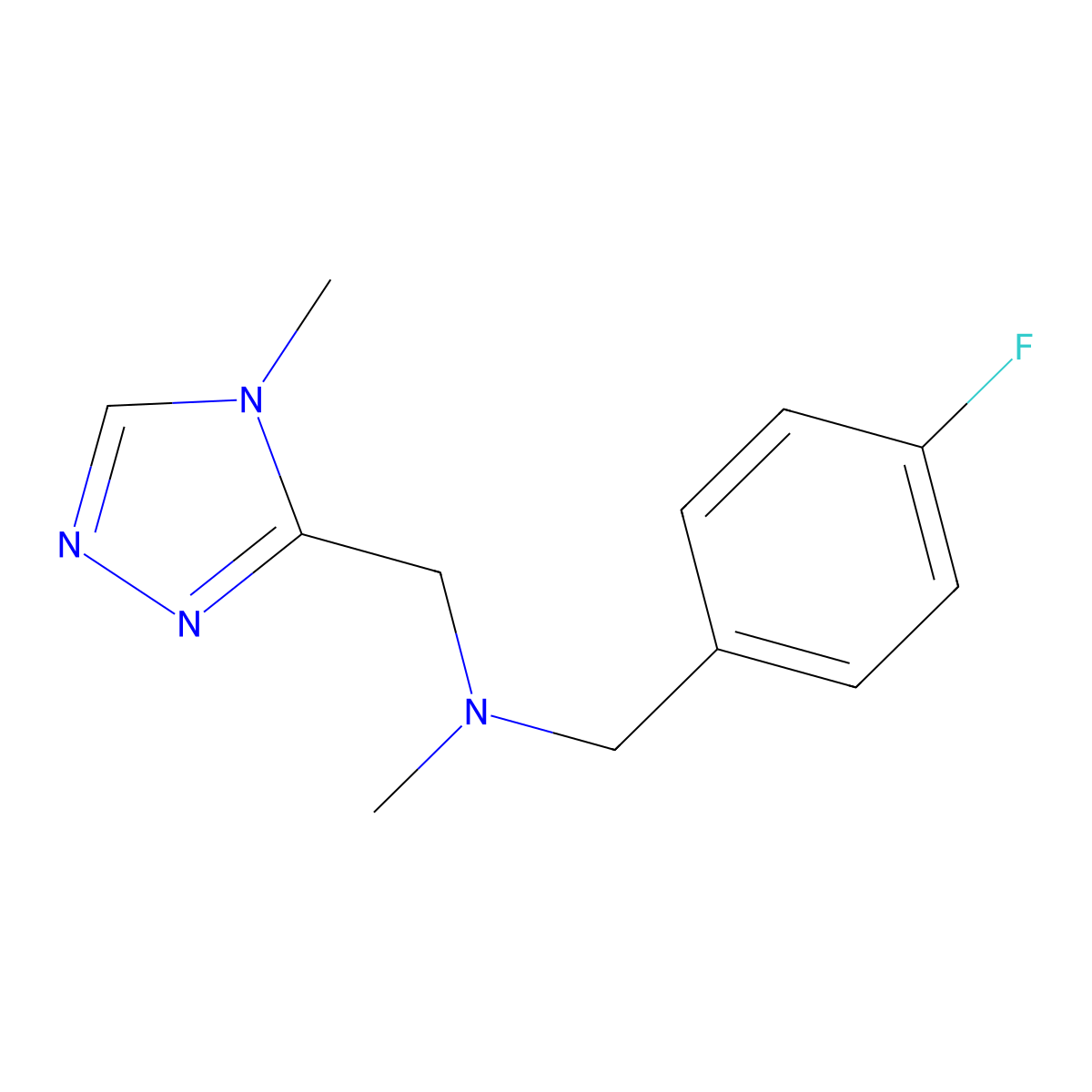 [(4-fluorophenyl)methyl](methyl)[(4-methyl-4H-1,2,4-triazol-3-yl)methyl]amine molecular structure, CAS 3054551-51-5
