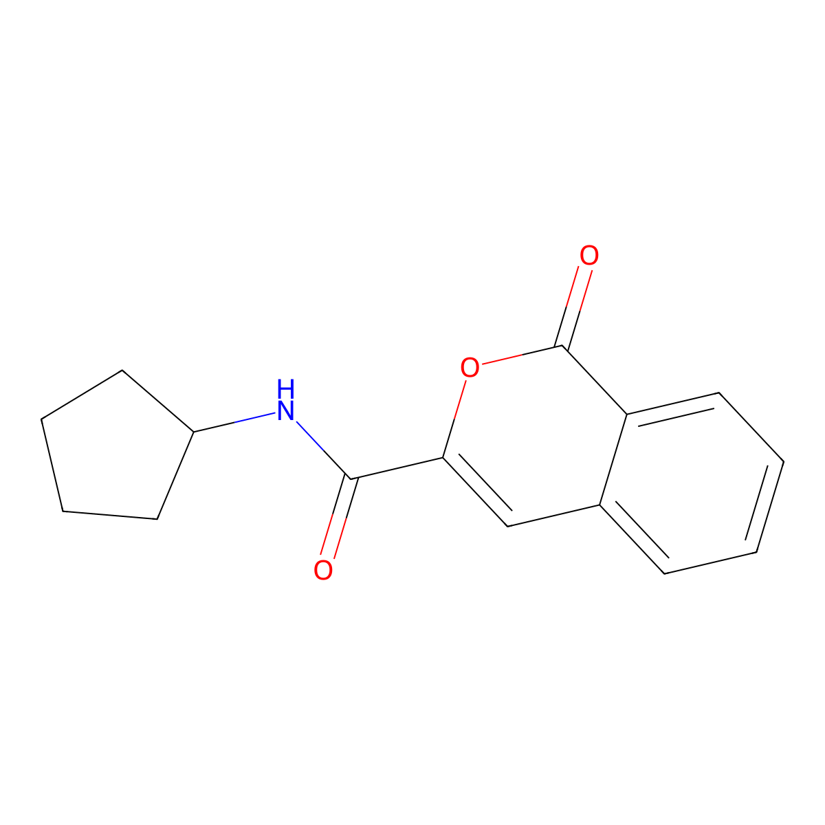 N-cyclopentyl-1-oxo-1H-isochromene-3-carboxamide molecular structure, CAS 3054551-52-6