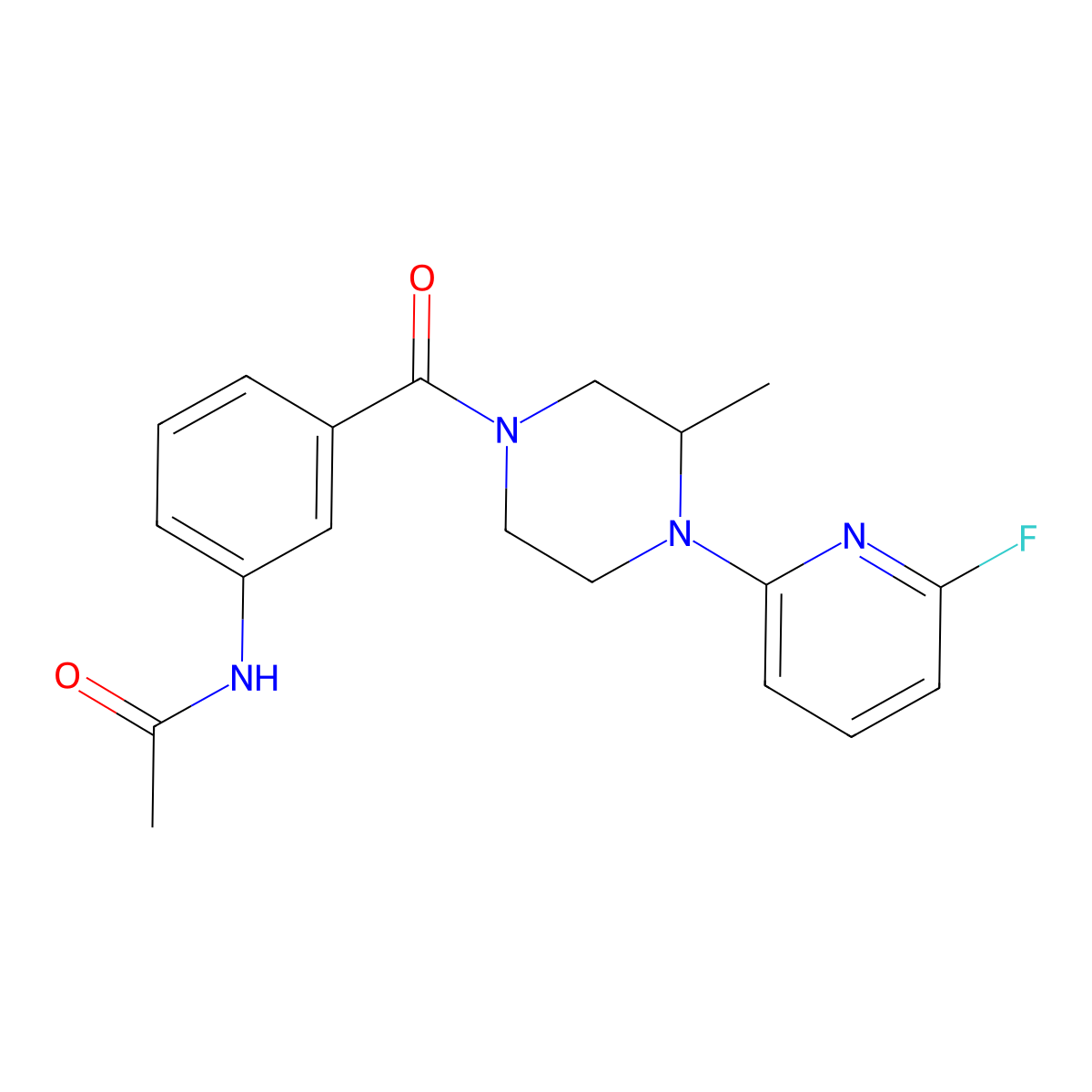 N-{3-[4-(6-fluoropyridin-2-yl)-3-methylpiperazine-1-carbonyl]phenyl}acetamide molecular structure, CAS 3054551-55-9