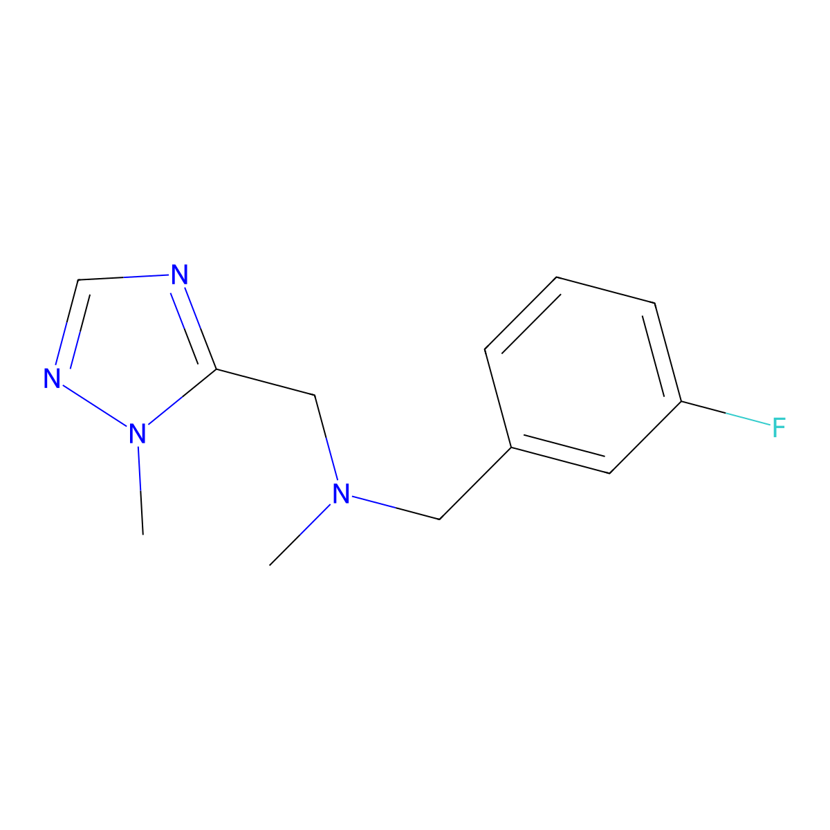 [(3-fluorophenyl)methyl](methyl)[(1-methyl-1H-1,2,4-triazol-5-yl)methyl]amine molecular structure, CAS 3054551-57-1