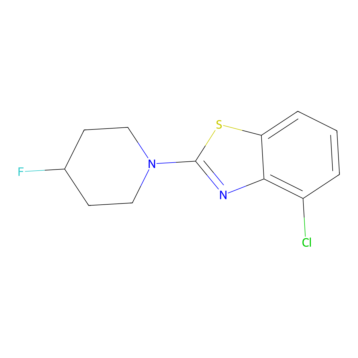 4-Chloro-2-(4-fluoropiperidin-1-yl)-1,3-benzothiazole molecular structure, CAS 3054551-59-3