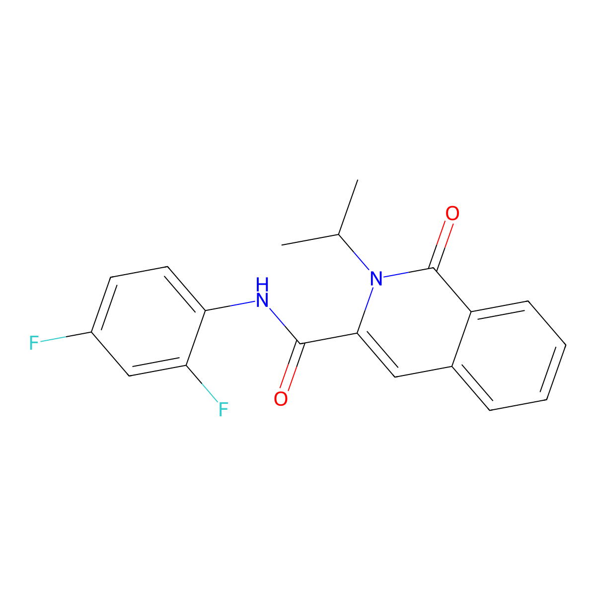 N-(2,4-difluorophenyl)-1-oxo-2-(propan-2-yl)-1,2-dihydroisoquinoline-3-carboxamide molecular structure, CAS 3054551-65-1