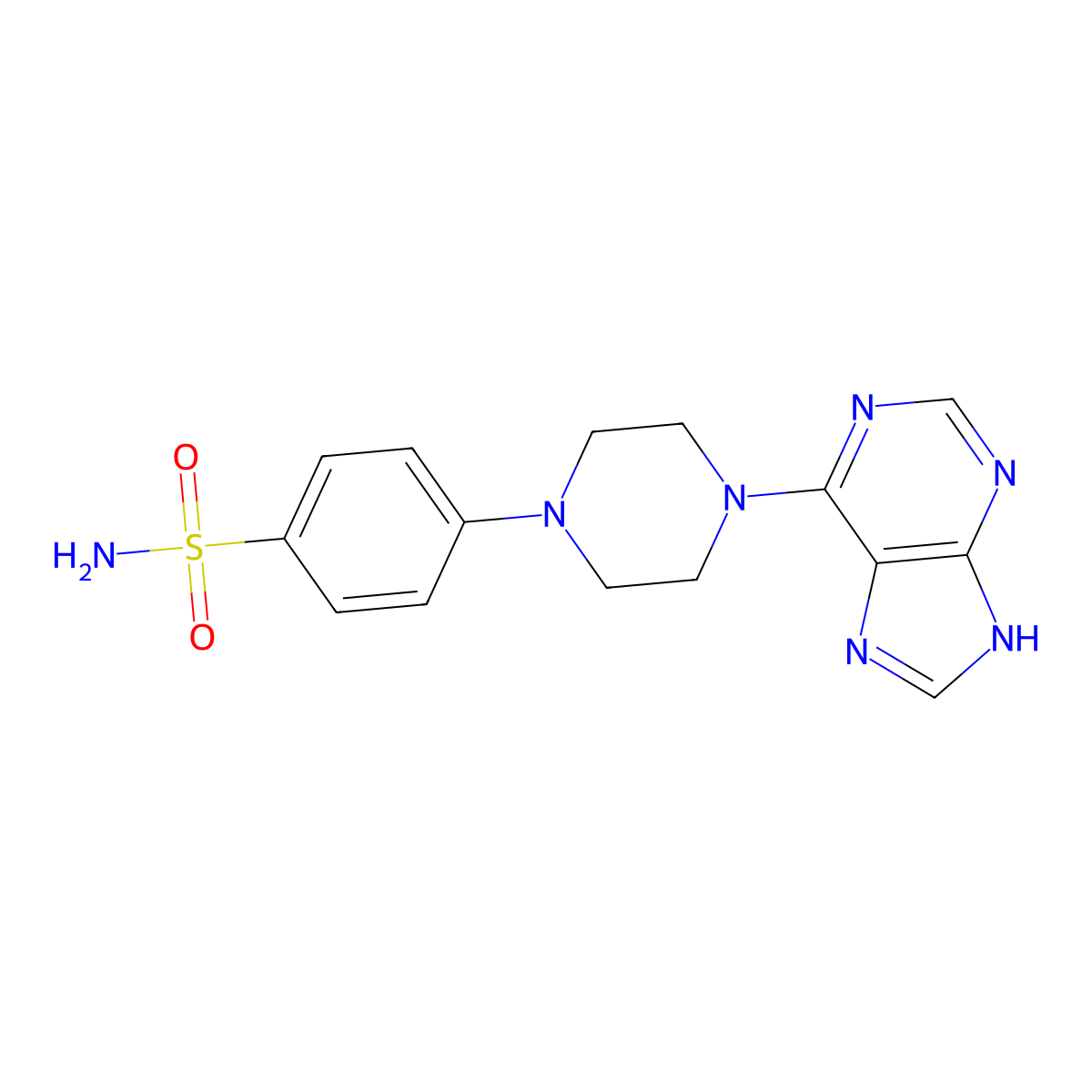 4-[4-(9H-purin-6-yl)piperazin-1-yl]benzene-1-sulfonamide molecular structure, CAS 3054551-68-4