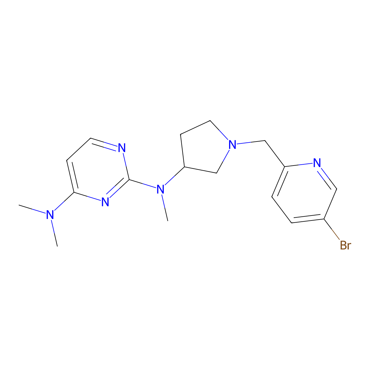 N2-{1-[(5-bromopyridin-2-yl)methyl]pyrrolidin-3-yl}-N2,N4,N4-trimethylpyrimidine-2,4-diamine molecular structure, CAS 3054551-73-1