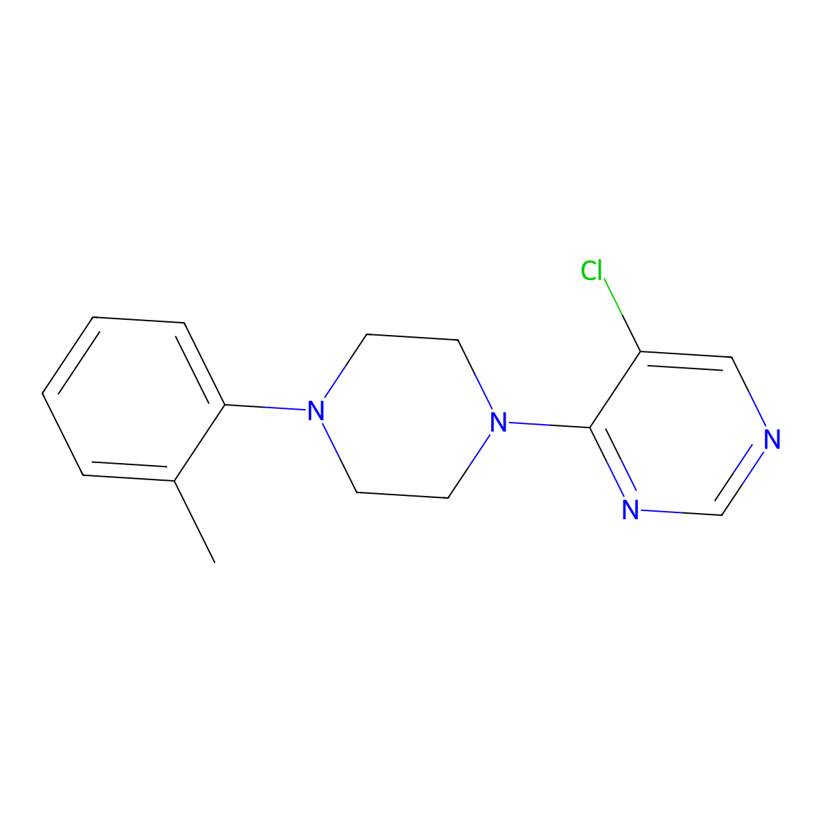5-Chloro-4-[4-(2-methylphenyl)piperazin-1-yl]pyrimidine molecular structure, CAS 3054551-75-3