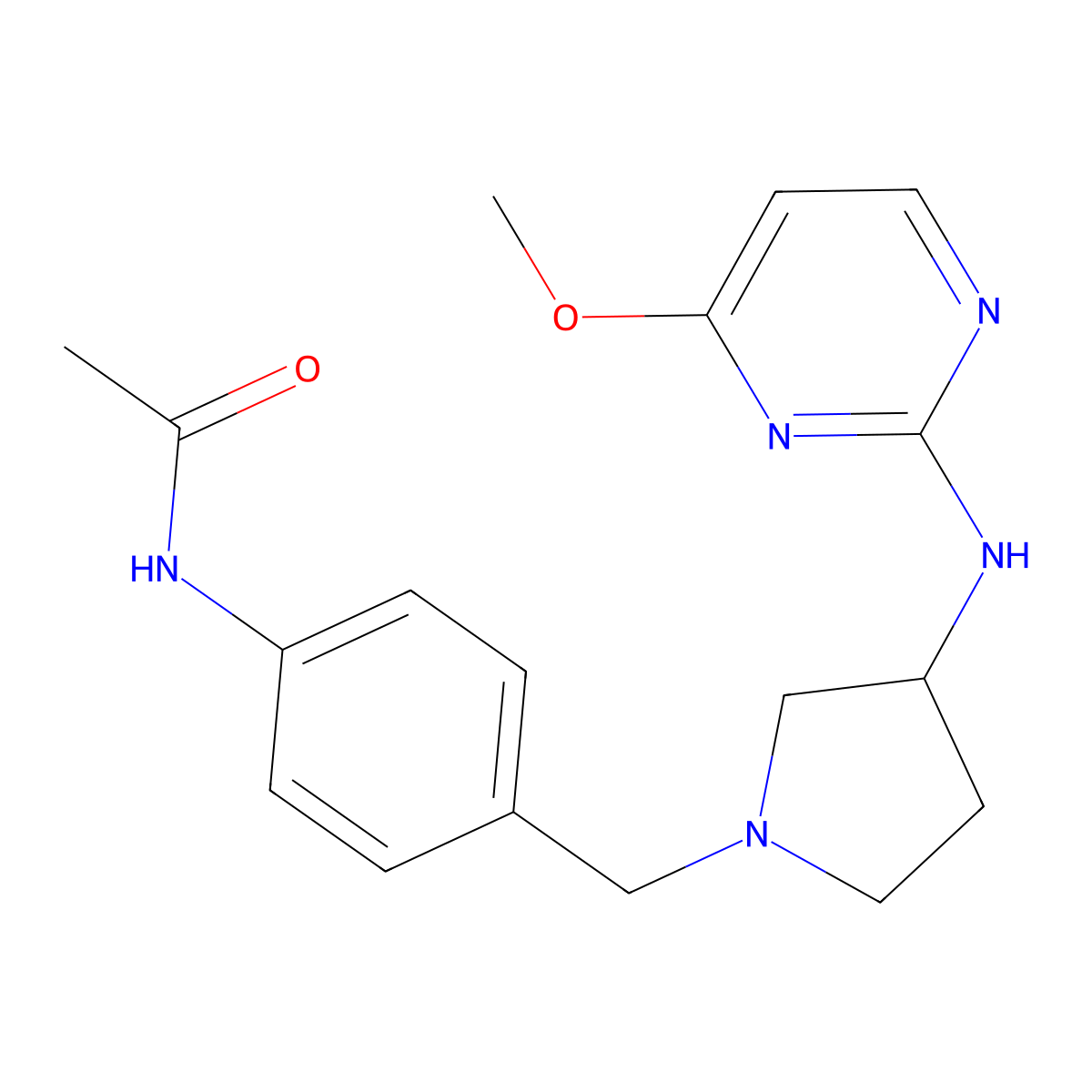 N-[4-({3-[(4-methoxypyrimidin-2-yl)amino]pyrrolidin-1-yl}methyl)phenyl]acetamide molecular structure, CAS 3054551-78-6