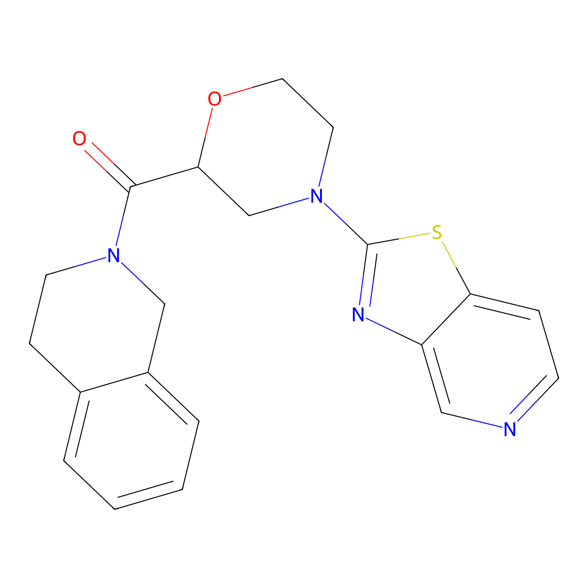 2-(4-{[1,3]Thiazolo[4,5-c]pyridin-2-yl}morpholine-2-carbonyl)-1,2,3,4-tetrahydroisoquinoline molecular structure, CAS 3054551-86-6
