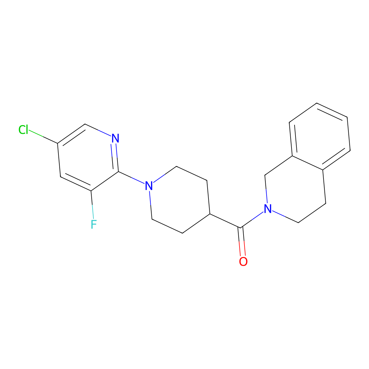 2-[1-(5-Chloro-3-fluoropyridin-2-yl)piperidine-4-carbonyl]-1,2,3,4-tetrahydroisoquinoline molecular structure, CAS 3054551-87-7