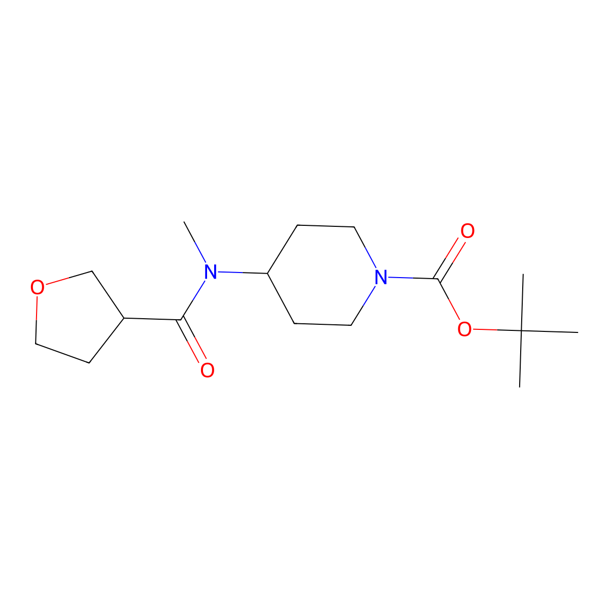 tert-butyl 4-(N-methyloxolane-3-amido)piperidine-1-carboxylate molecular structure, CAS 3054551-94-6