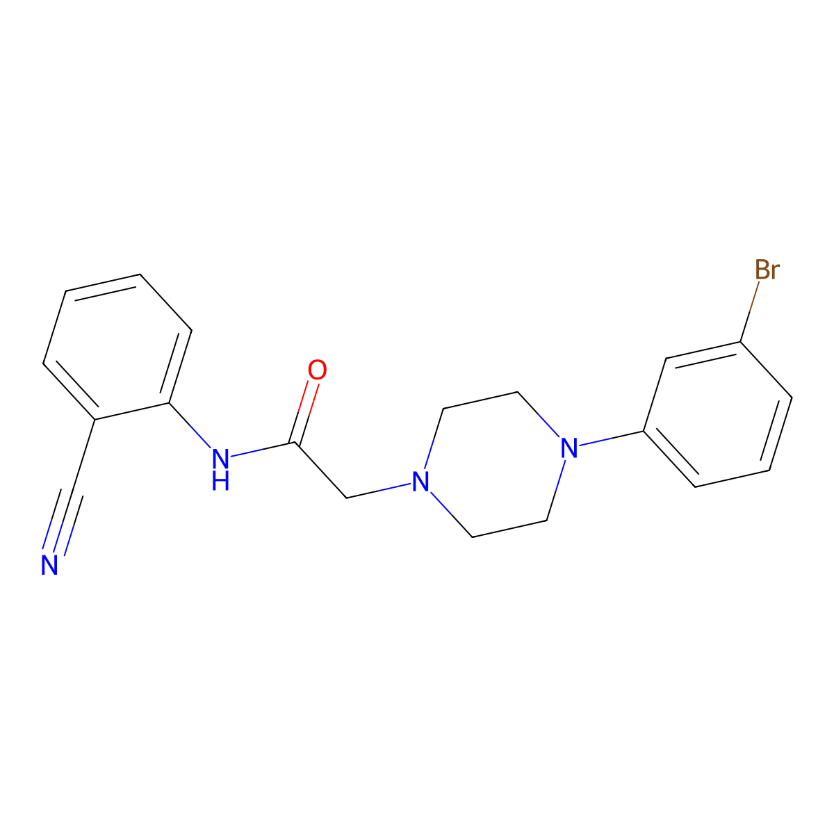 2-[4-(3-bromophenyl)piperazin-1-yl]-N-(2-cyanophenyl)acetamide molecular structure, CAS 3054552-05-2