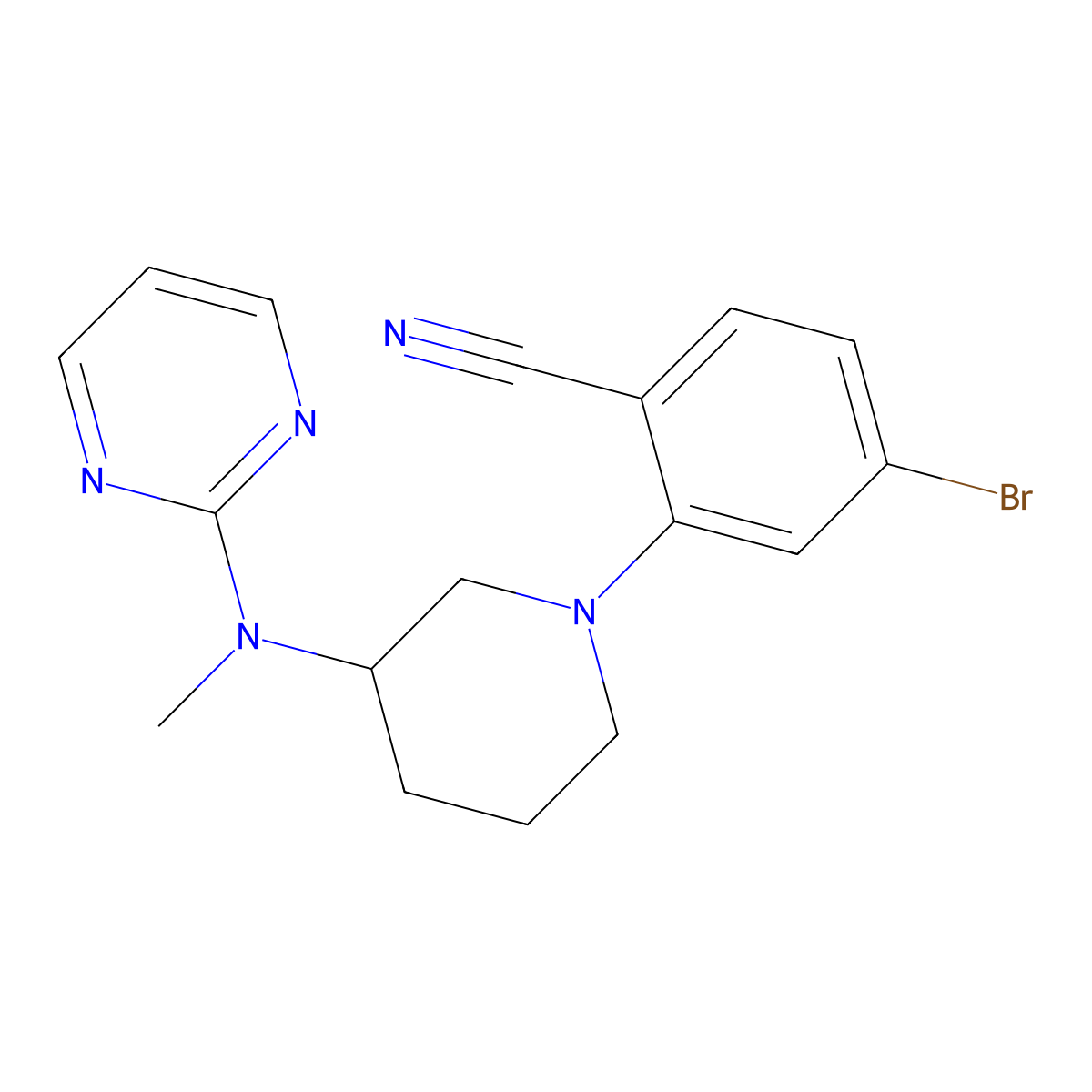 4-Bromo-2-{3-[methyl(pyrimidin-2-yl)amino]piperidin-1-yl}benzonitrile molecular structure, CAS 3054552-11-0