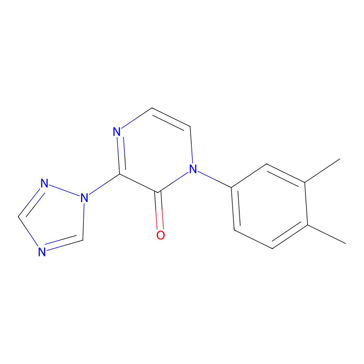 1-(3,4-dimethylphenyl)-3-(1H-1,2,4-triazol-1-yl)-1,2-dihydropyrazin-2-one molecular structure, CAS 3054552-17-6