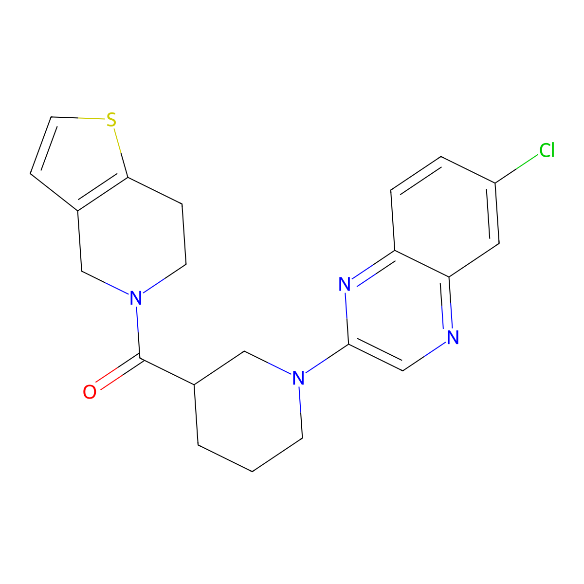 6-chloro-2-(3-{4H,5H,6H,7H-thieno[3,2-c]pyridine-5-carbonyl}piperidin-1-yl)quinoxaline molecular structure, CAS 3054552-18-7