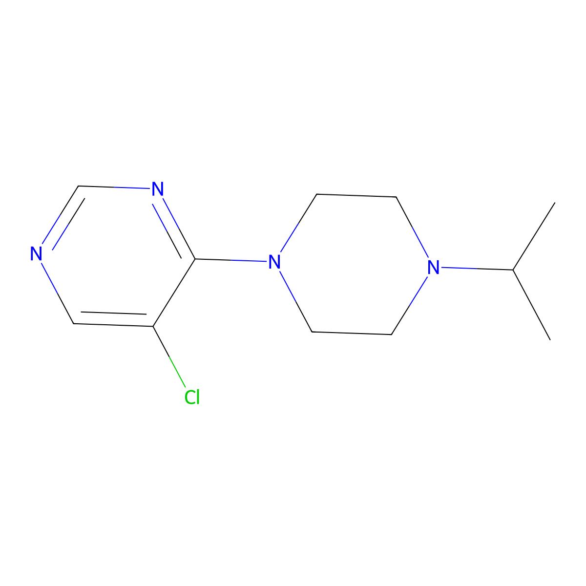 5-Chloro-4-[4-(propan-2-yl)piperazin-1-yl]pyrimidine molecular structure, CAS 3054552-21-2