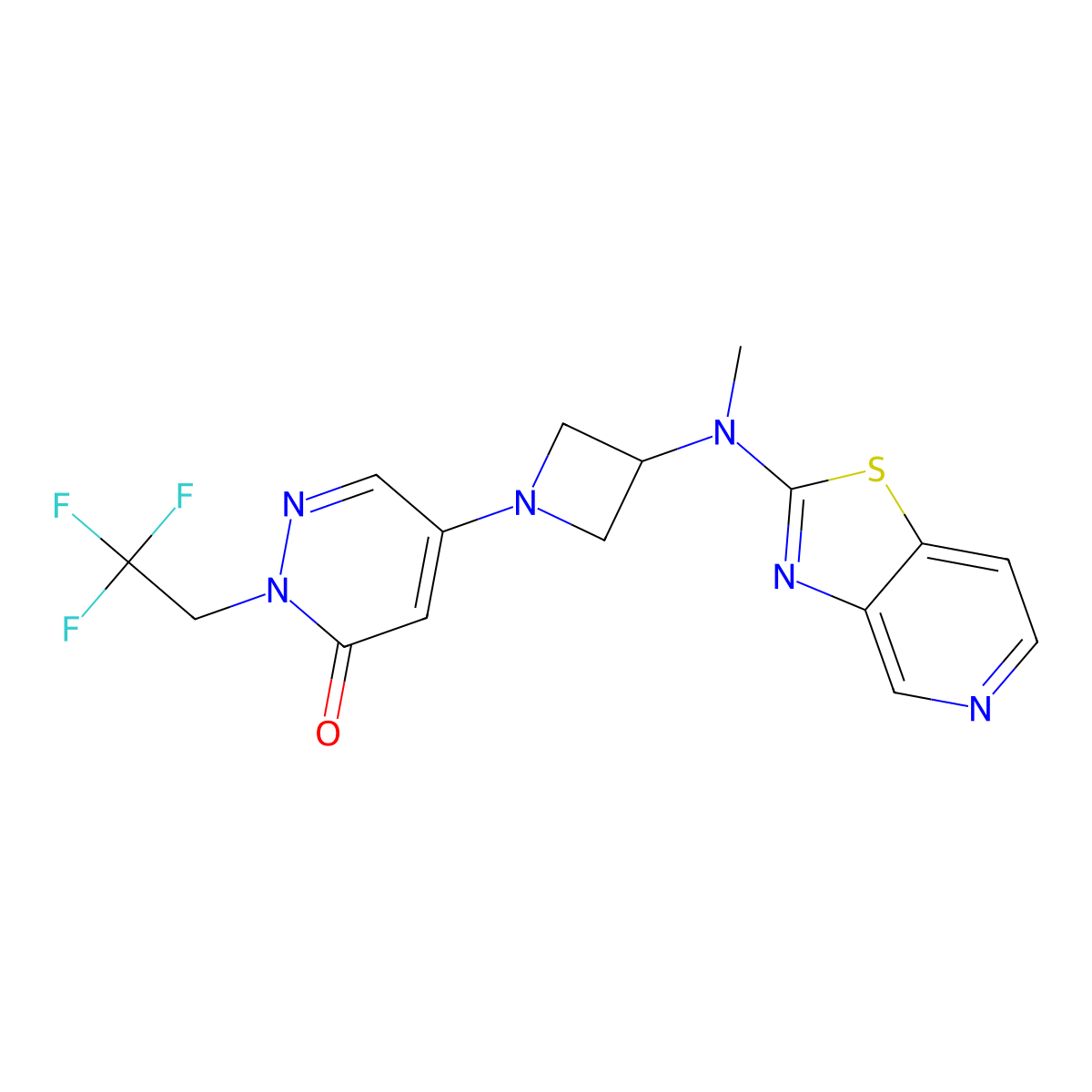 5-{3-[Methyl({[1,3]thiazolo[4,5-c]pyridin-2-yl})amino]azetidin-1-yl}-2-(2,2,2-trifluoroethyl)-2,3-dihydropyridazin-3-one molecular structure, CAS 3054552-27-8