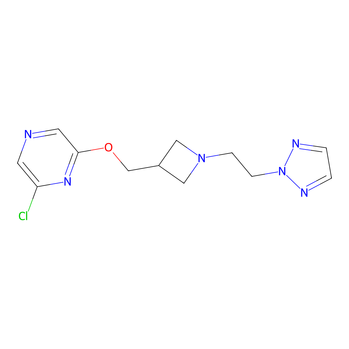 2-chloro-6-({1-[2-(2H-1,2,3-triazol-2-yl)ethyl]azetidin-3-yl}methoxy)pyrazine molecular structure, CAS 3054552-33-6