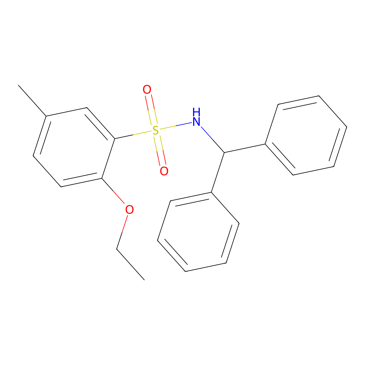N-(diphenylmethyl)-2-ethoxy-5-methylbenzene-1-sulfonamide molecular structure, CAS 3054552-34-7