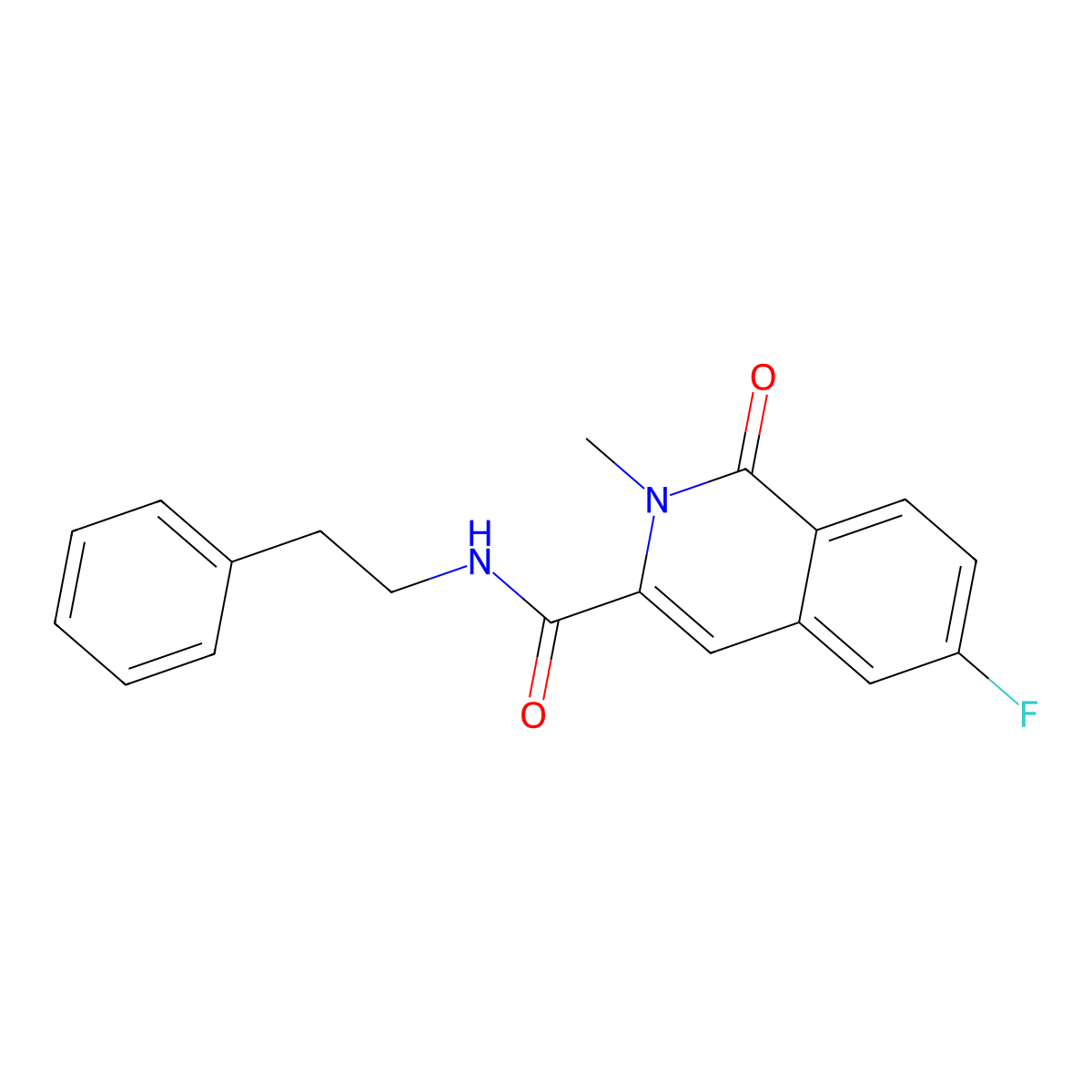6-fluoro-2-methyl-1-oxo-N-(2-phenylethyl)isoquinoline-3-carboxamide molecular structure, CAS 3054552-44-9