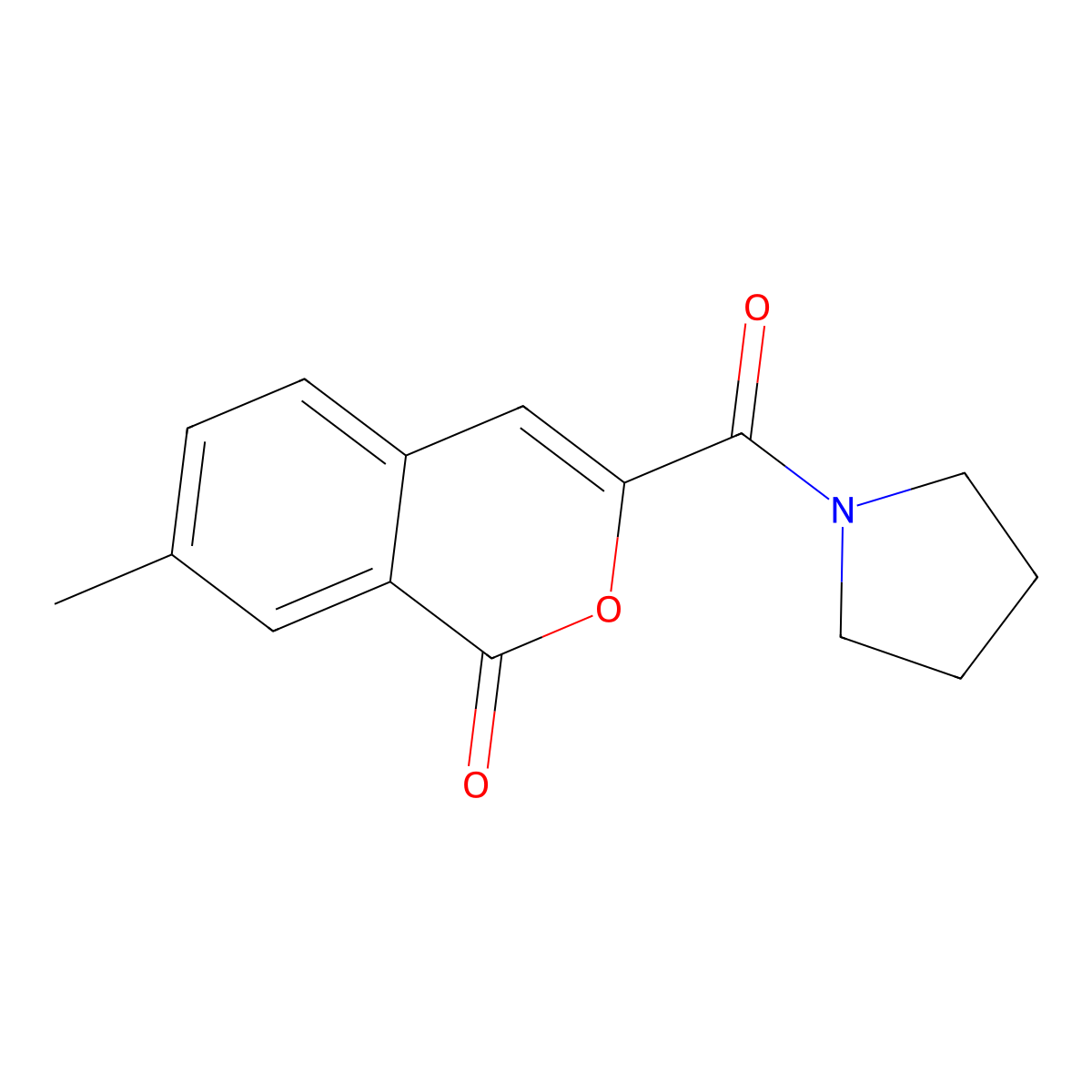 7-methyl-3-(pyrrolidine-1-carbonyl)-1H-isochromen-1-one molecular structure, CAS 3054552-46-1