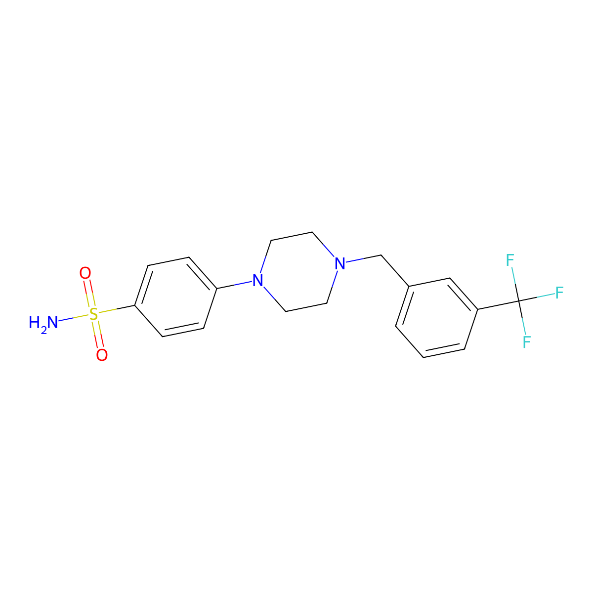 4-(4-{[3-(Trifluoromethyl)phenyl]methyl}piperazin-1-yl)benzene-1-sulfonamide molecular structure, CAS 3054552-51-8