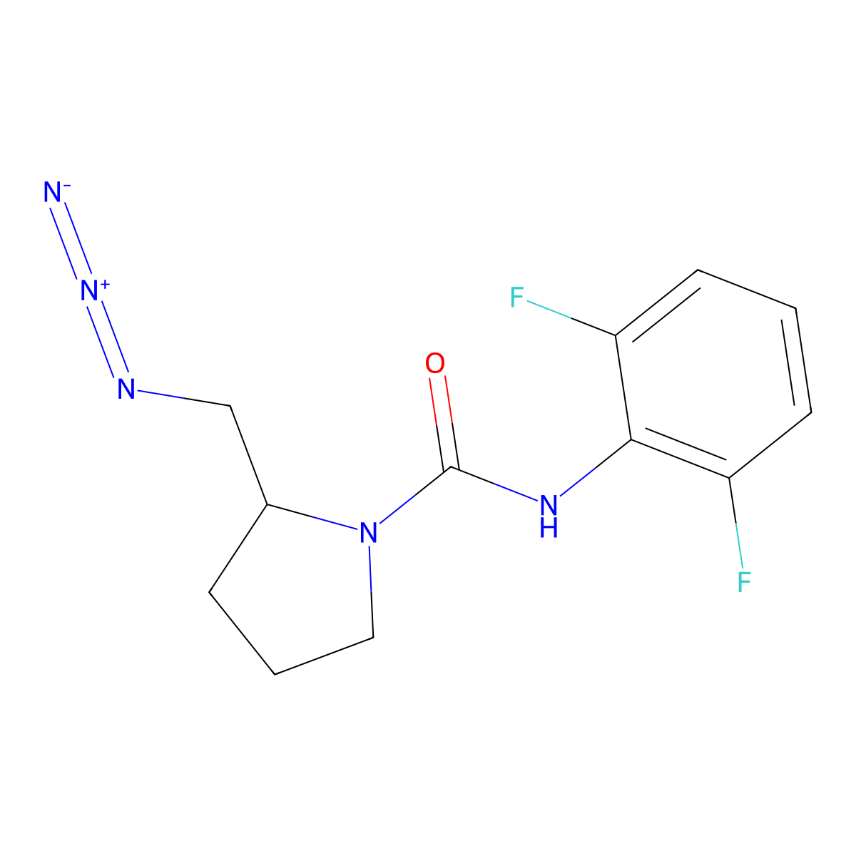 2-(azidomethyl)-N-(2,6-difluorophenyl)pyrrolidine-1-carboxamide molecular structure, CAS 3054552-52-9