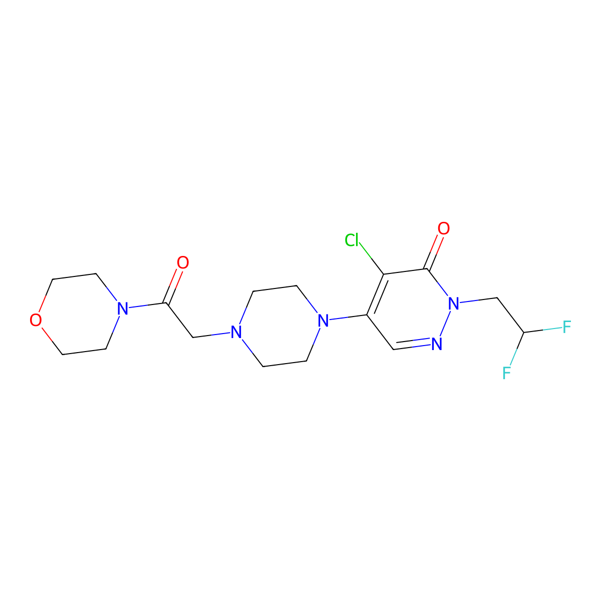 4-Chloro-2-(2,2-difluoroethyl)-5-{4-[2-(morpholin-4-yl)-2-oxoethyl]piperazin-1-yl}-2,3-dihydropyridazin-3-one molecular structure, CAS 3054552-53-0