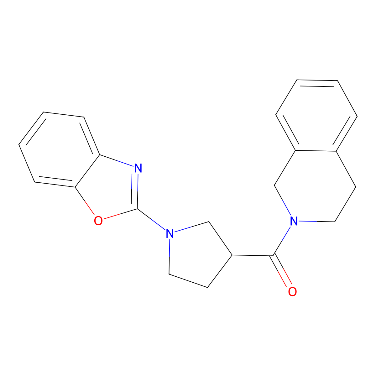 [1-(1,3-benzoxazol-2-yl)pyrrolidin-3-yl]-(3,4-dihydro-1H-isoquinolin-2-yl)methanone molecular structure, CAS 3054552-56-3