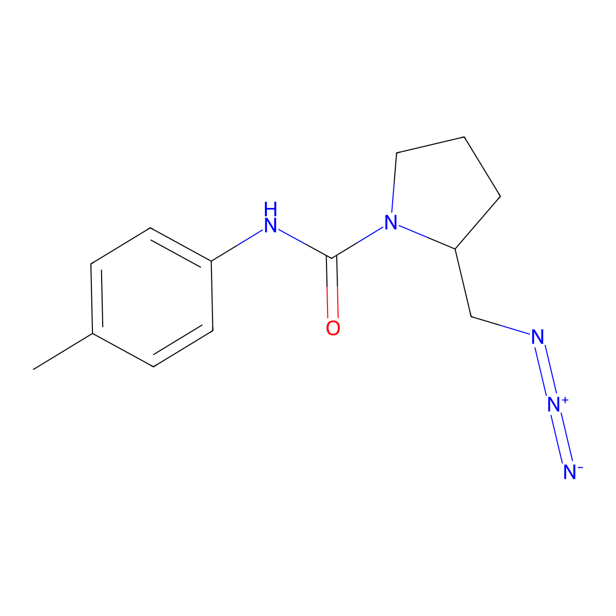 2-(azidomethyl)-N-(4-methylphenyl)pyrrolidine-1-carboxamide molecular structure, CAS 3054552-57-4