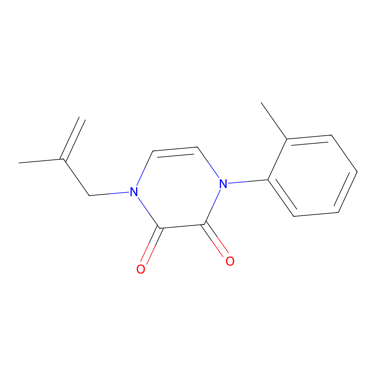 1-(2-Methylphenyl)-4-(2-methylprop-2-en-1-yl)-1,2,3,4-tetrahydropyrazine-2,3-dione molecular structure, CAS 3054552-58-5