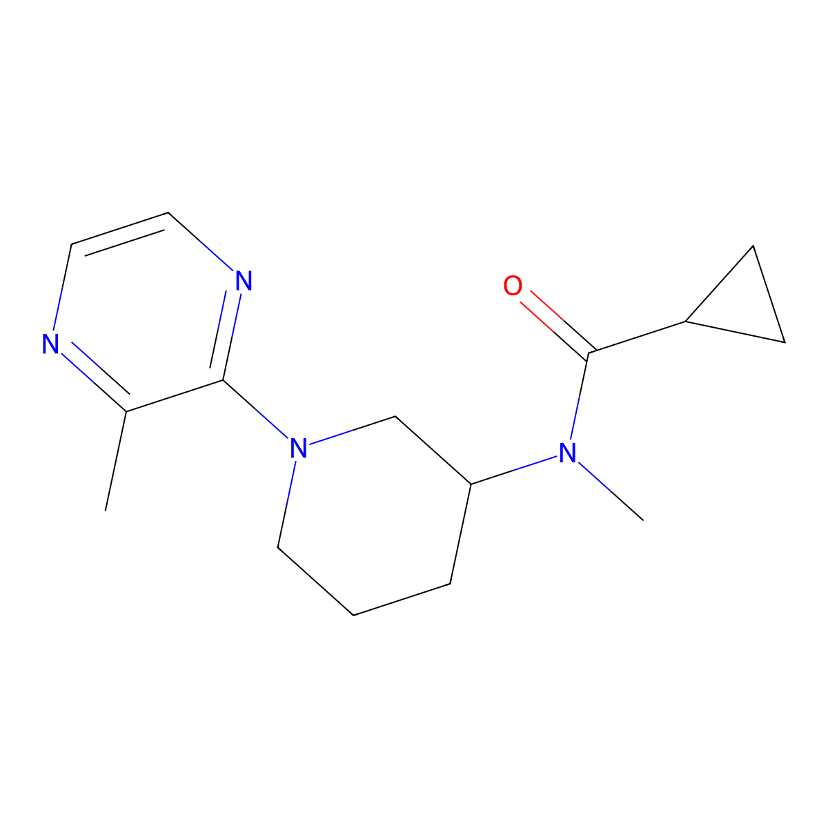 N-methyl-N-[1-(3-methylpyrazin-2-yl)piperidin-3-yl]cyclopropanecarboxamide molecular structure, CAS 3054552-61-0