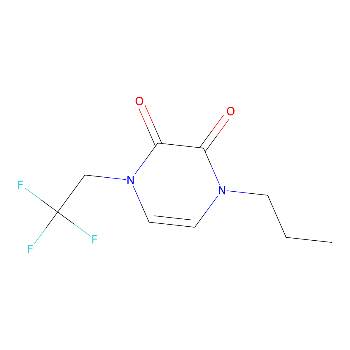1-Propyl-4-(2,2,2-trifluoroethyl)-1,2,3,4-tetrahydropyrazine-2,3-dione molecular structure, CAS 3054552-68-7