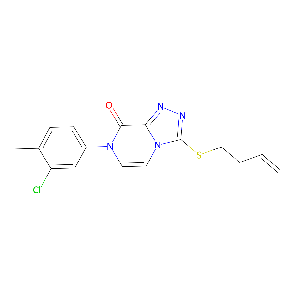 3-(but-3-en-1-ylsulfanyl)-7-(3-chloro-4-methylphenyl)-7H,8H-[1,2,4]triazolo[4,3-a]pyrazin-8-one molecular structure, CAS 3054552-69-8