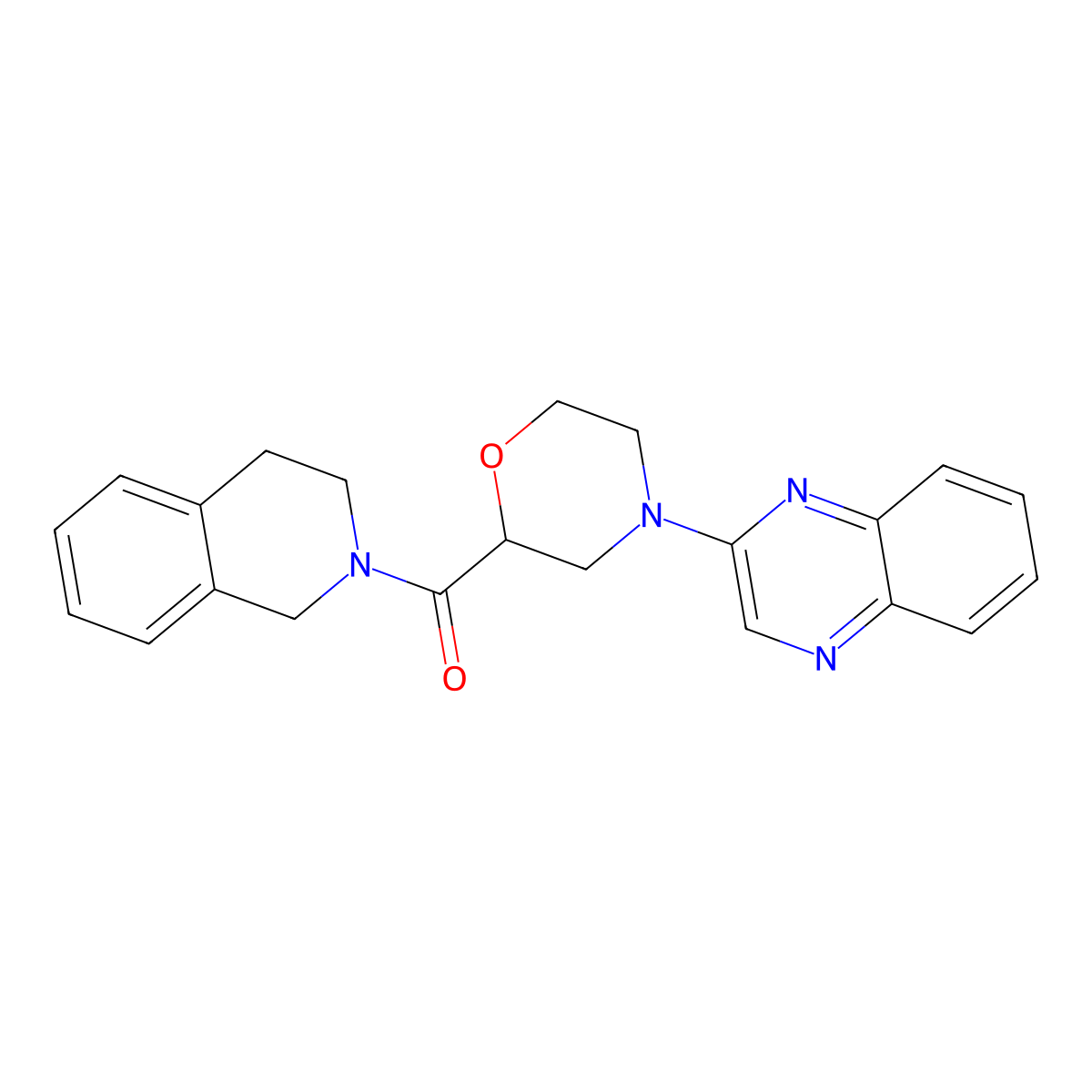 2-[2-(1,2,3,4-Tetrahydroisoquinoline-2-carbonyl)morpholin-4-yl]quinoxaline molecular structure, CAS 3054552-71-2