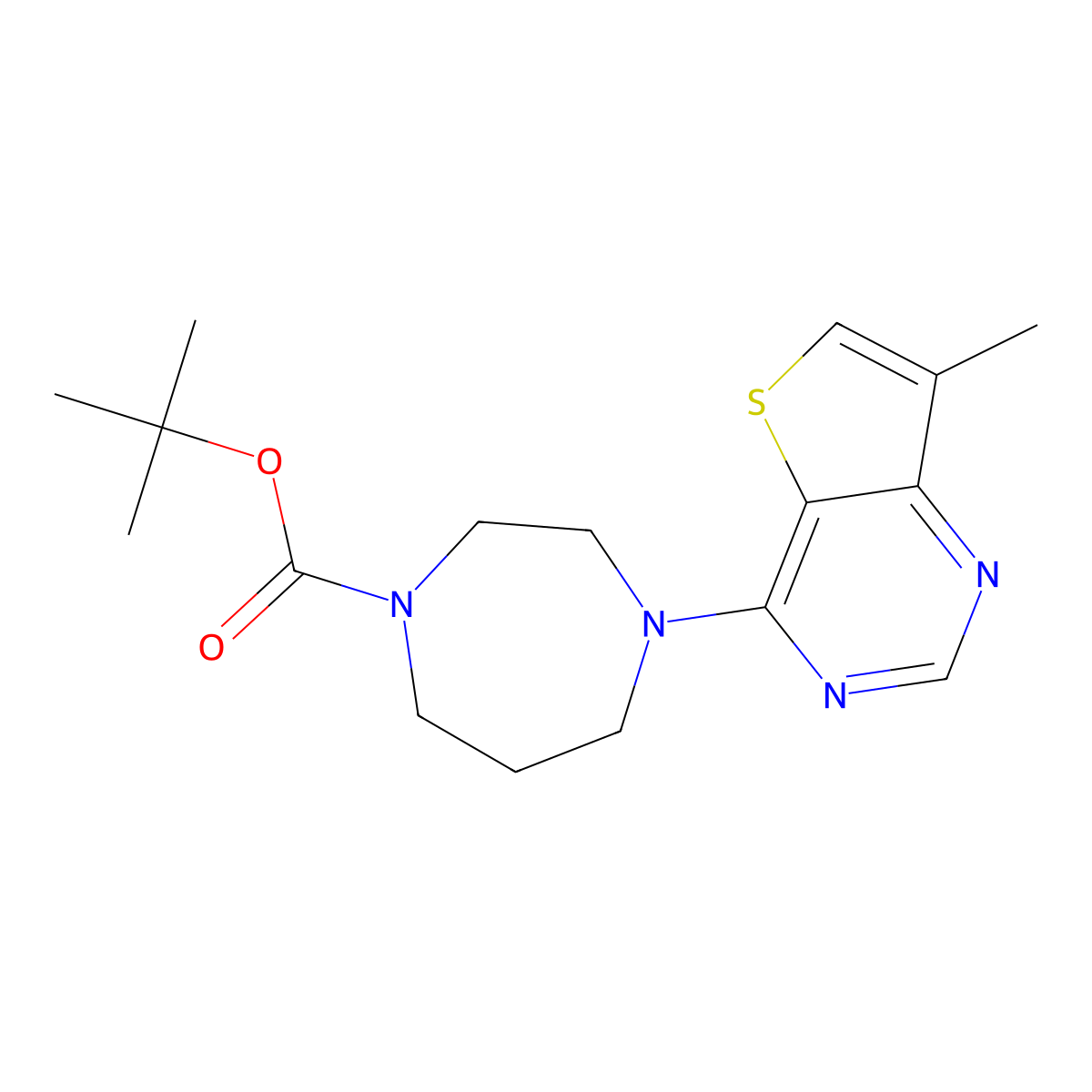 Tert-butyl 4-{7-methylthieno[3,2-d]pyrimidin-4-yl}-1,4-diazepane-1-carboxylate molecular structure, CAS 3054552-76-7