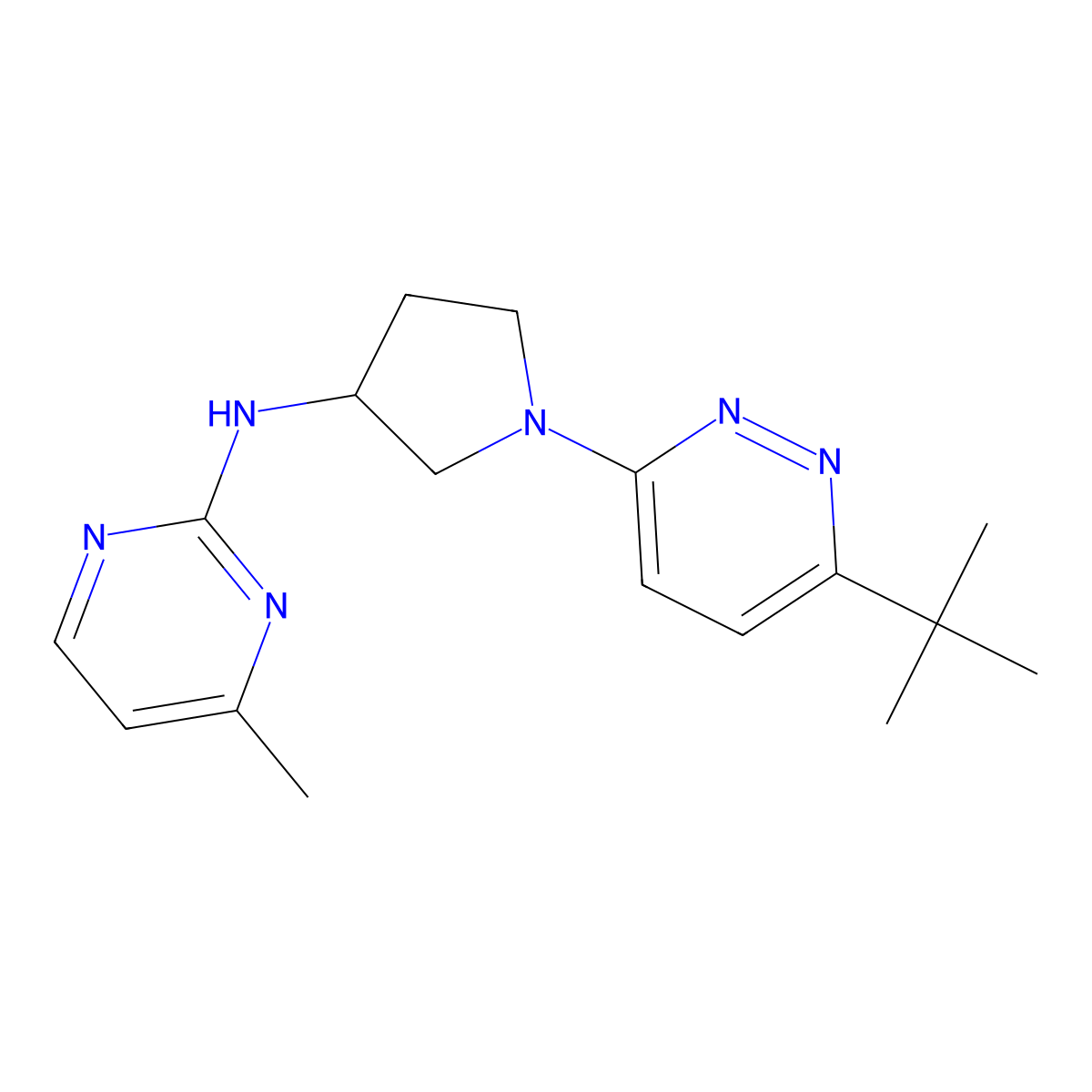N-[1-(6-tert-butylpyridazin-3-yl)pyrrolidin-3-yl]-4-methylpyrimidin-2-amine molecular structure, CAS 3054552-78-9