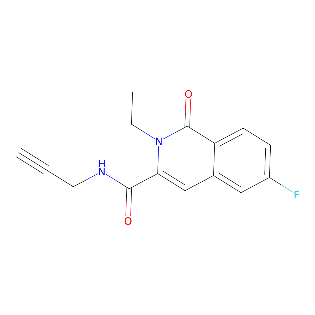 2-ethyl-6-fluoro-1-oxo-N-prop-2-ynylisoquinoline-3-carboxamide molecular structure, CAS 3054552-88-1