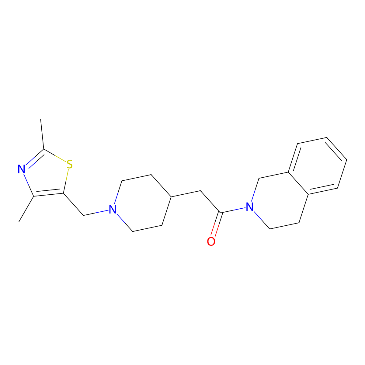 2-{1-[(2,4-Dimethyl-1,3-thiazol-5-yl)methyl]piperidin-4-yl}-1-(1,2,3,4-tetrahydroisoquinolin-2-yl)ethan-1-one molecular structure, CAS 3054552-93-8