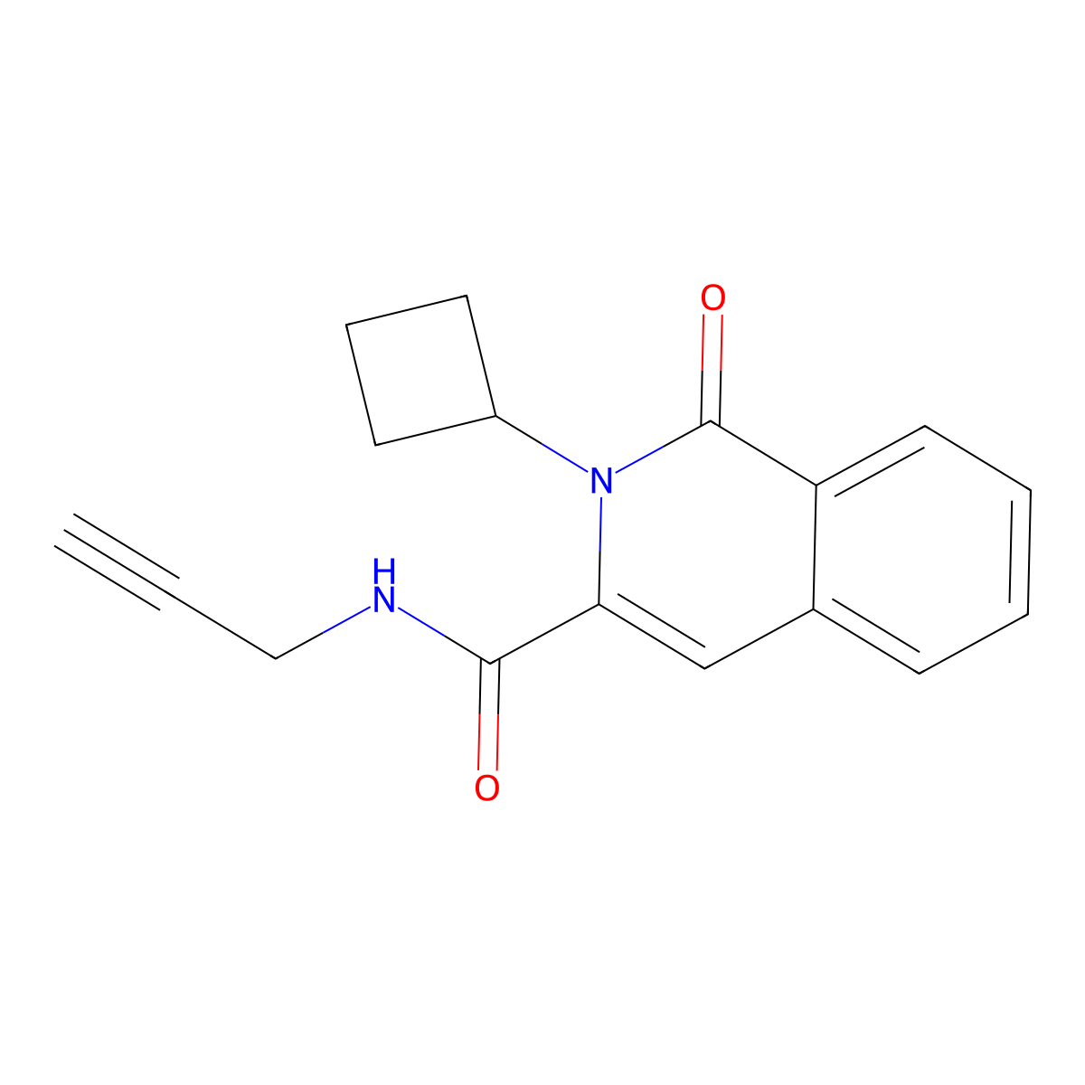 2-cyclobutyl-1-oxo-N-(prop-2-yn-1-yl)-1,2-dihydroisoquinoline-3-carboxamide molecular structure, CAS 3054552-95-0
