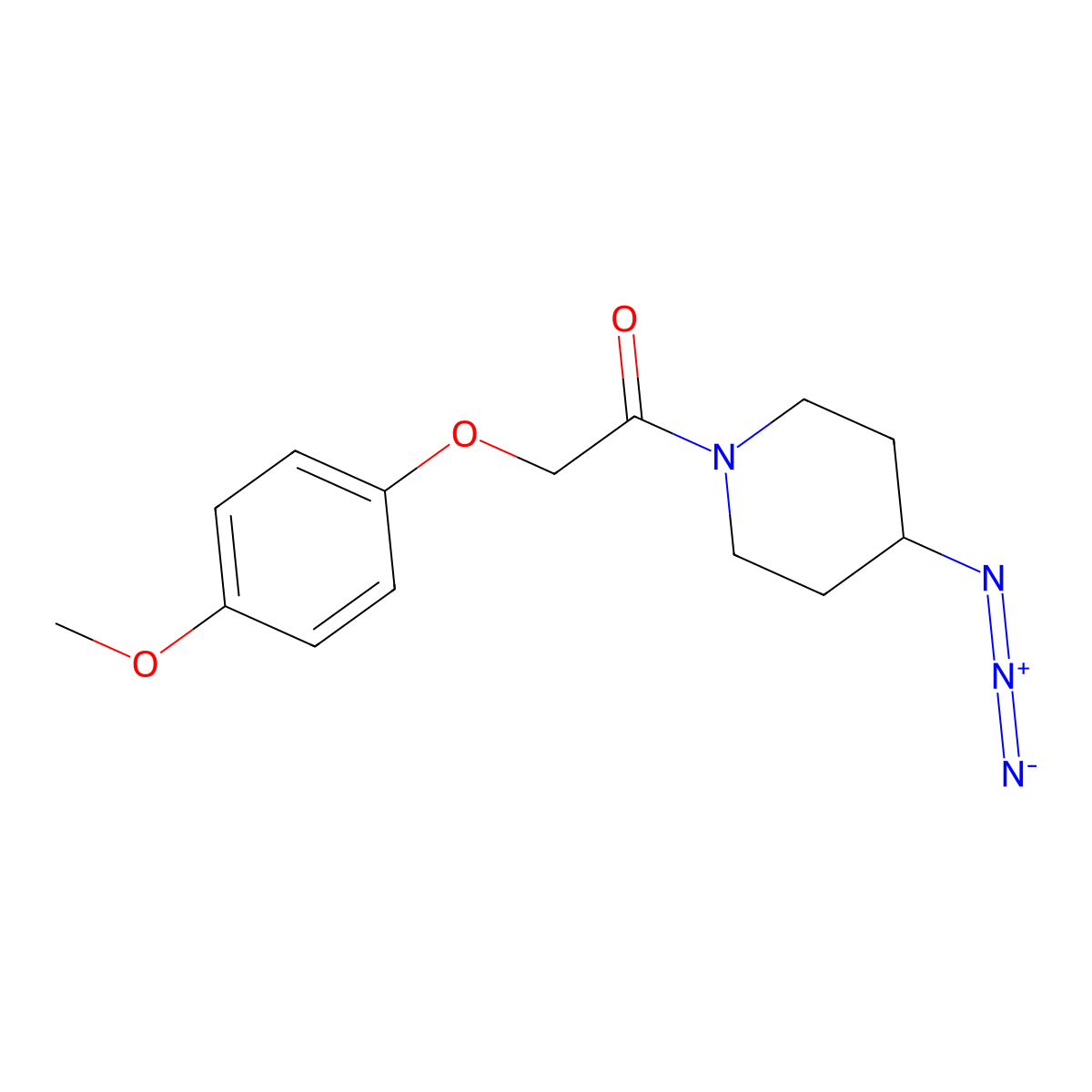 1-(4-Azidopiperidin-1-yl)-2-(4-methoxyphenoxy)ethan-1-one molecular structure, CAS 3054552-96-1