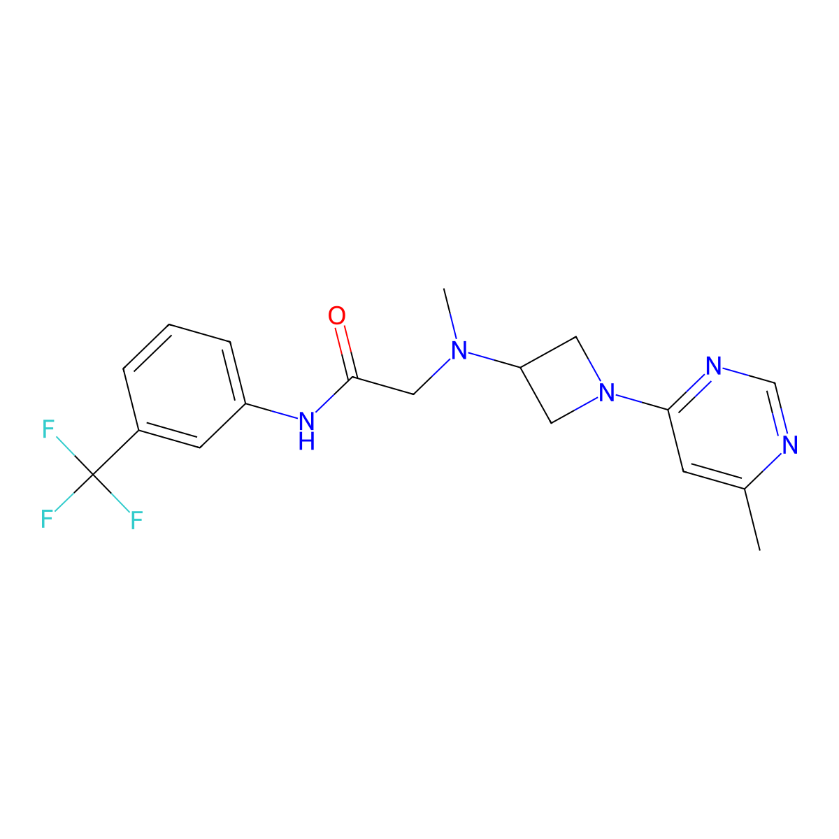2-{methyl[1-(6-methylpyrimidin-4-yl)azetidin-3-yl]amino}-N-[3-(trifluoromethyl)phenyl]acetamide molecular structure, CAS 3054552-97-2