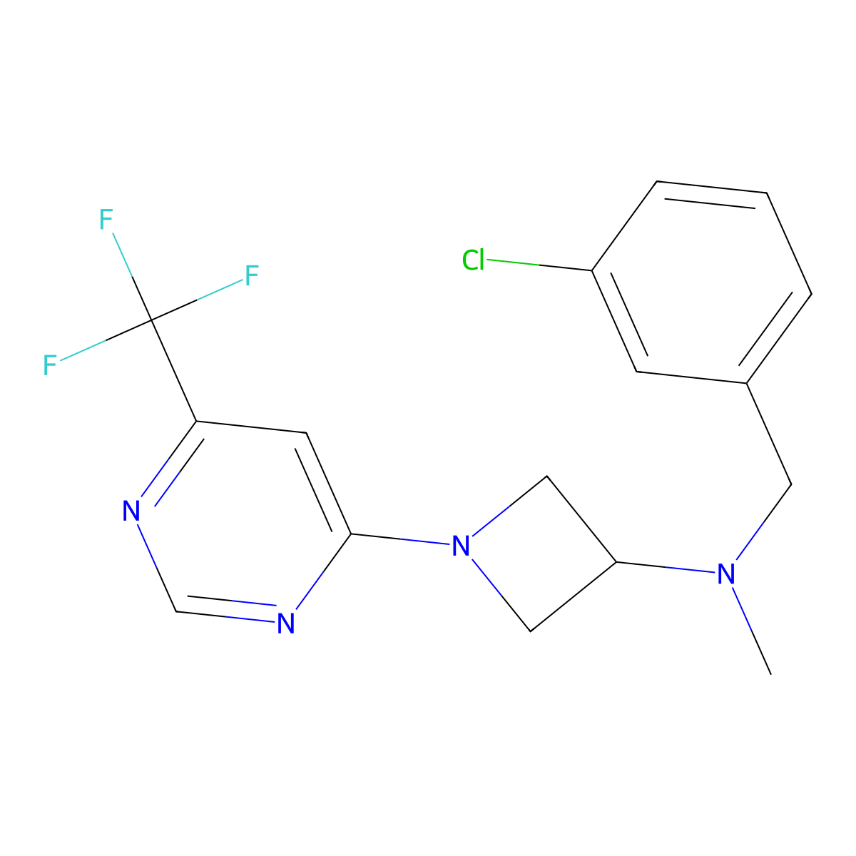 N-[(3-chlorophenyl)methyl]-N-methyl-1-[6-(trifluoromethyl)pyrimidin-4-yl]azetidin-3-amine molecular structure, CAS 3054553-01-1