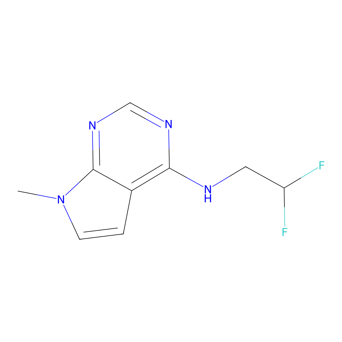 N-(2,2-difluoroethyl)-7-methyl-7H-pyrrolo[2,3-d]pyrimidin-4-amine molecular structure, CAS 3054553-02-2