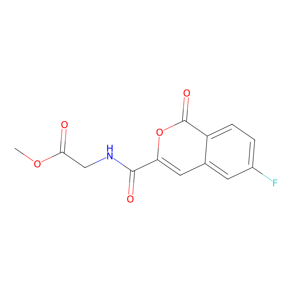 methyl 2-[(6-fluoro-1-oxo-1H-isochromen-3-yl)formamido]acetate molecular structure, CAS 3054553-06-6