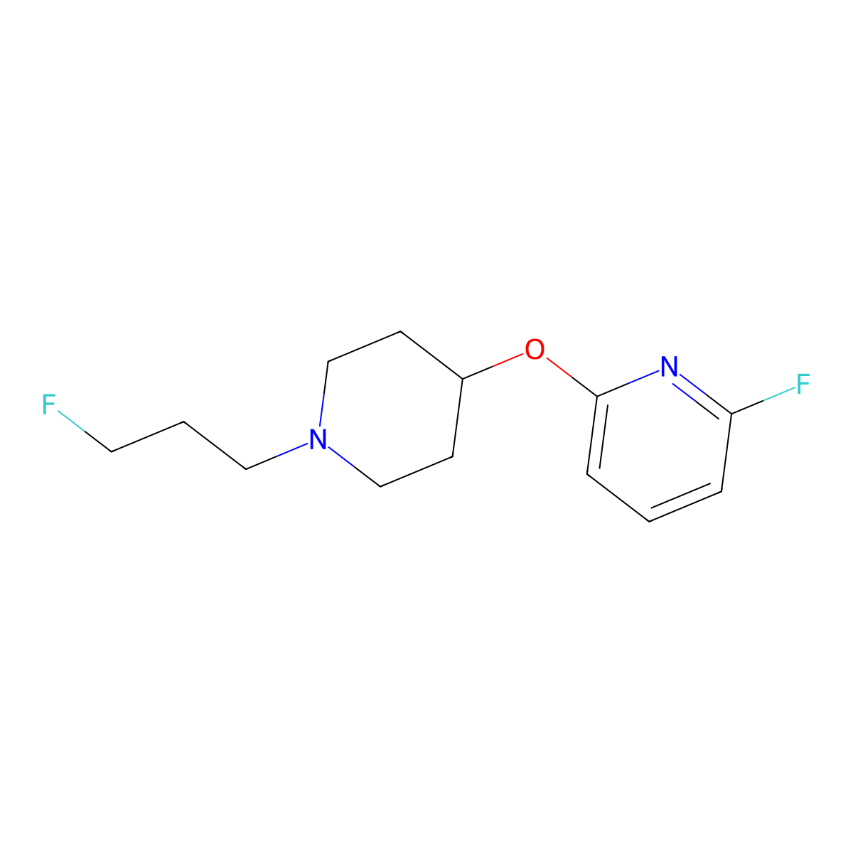 2-Fluoro-6-{[1-(3-fluoropropyl)piperidin-4-yl]oxy}pyridine molecular structure, CAS 3054553-11-3