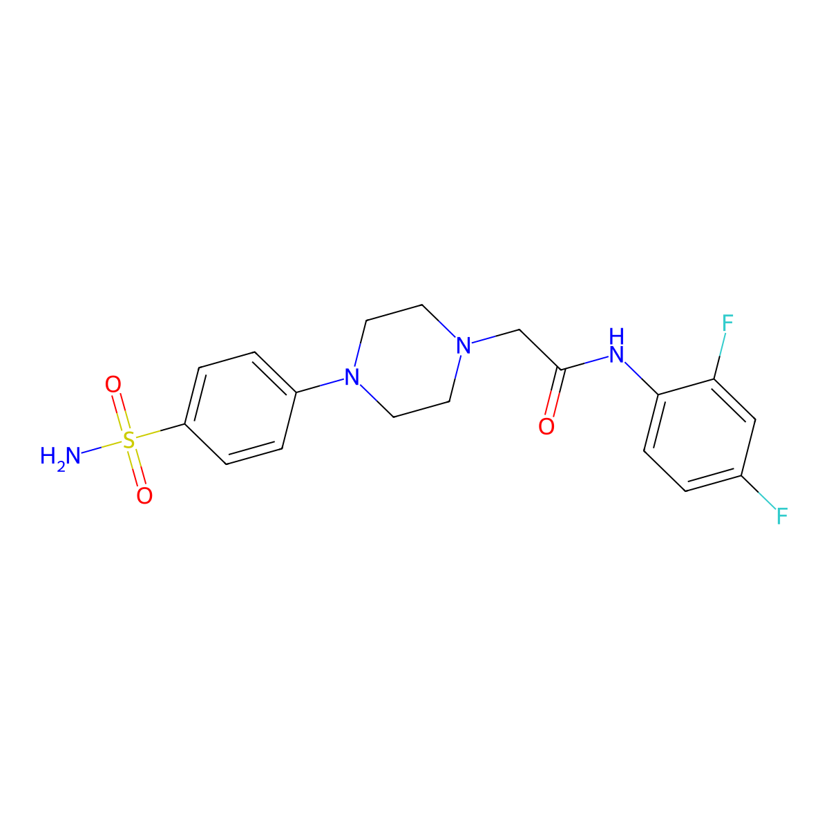 N-(2,4-difluorophenyl)-2-[4-(4-sulfamoylphenyl)piperazin-1-yl]acetamide molecular structure, CAS 3054553-12-4