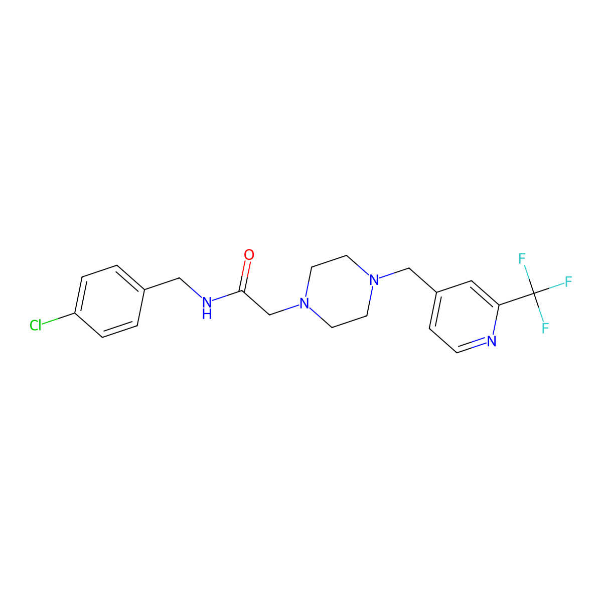 N-[(4-chlorophenyl)methyl]-2-[4-[[2-(trifluoromethyl)pyridin-4-yl]methyl]piperazin-1-yl]acetamide molecular structure, CAS 3054553-13-5