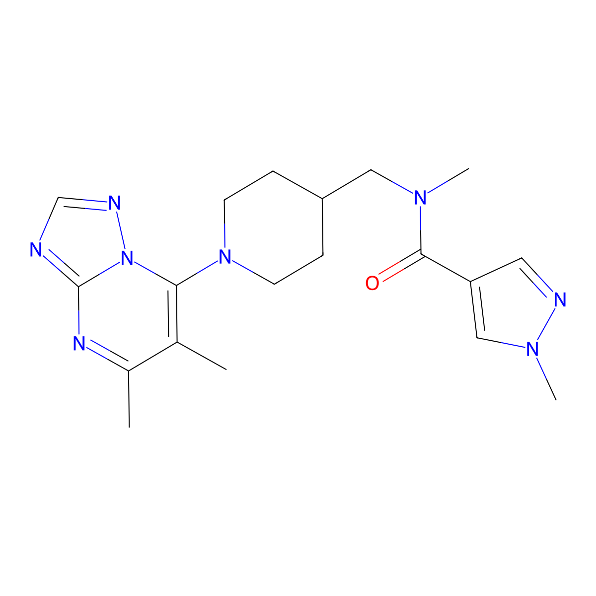N-[(1-{5,6-dimethyl-[1,2,4]triazolo[1,5-a]pyrimidin-7-yl}piperidin-4-yl)methyl]-N,1-dimethyl-1H-pyrazole-4-carboxamide molecular structure, CAS 3054553-14-6
