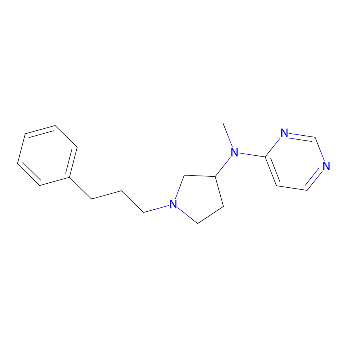 N-methyl-N-[1-(3-phenylpropyl)pyrrolidin-3-yl]pyrimidin-4-amine molecular structure, CAS 3054553-18-0