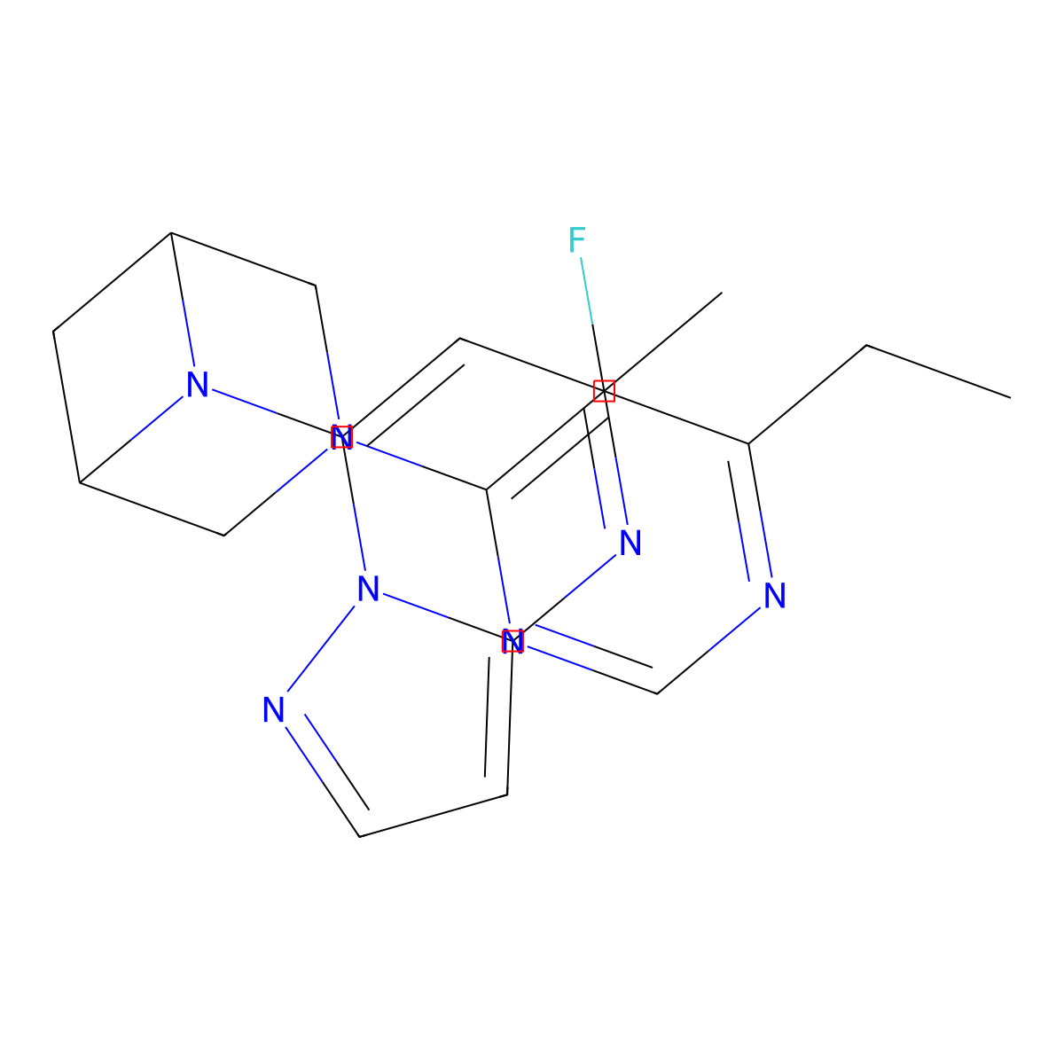 3-(6-Ethyl-5-fluoropyrimidin-4-yl)-6-{5-methylpyrazolo[1,5-a]pyrimidin-7-yl}-3,6-diazabicyclo[3.1.1]heptane molecular structure, CAS 3054553-25-9